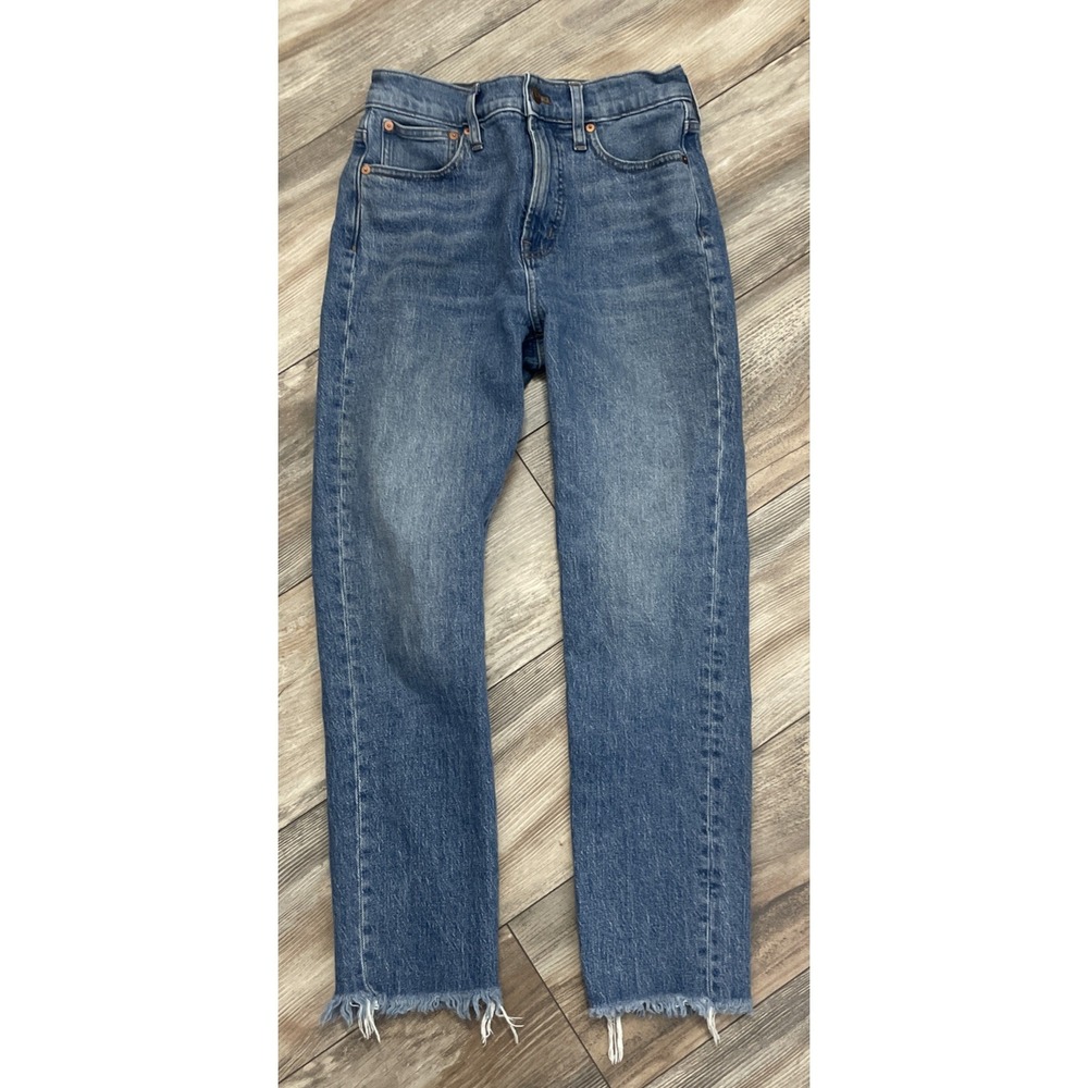 Madewell Jeans Womens 26 The Perfect Vintage Jean Straight Frayed Hem Blue